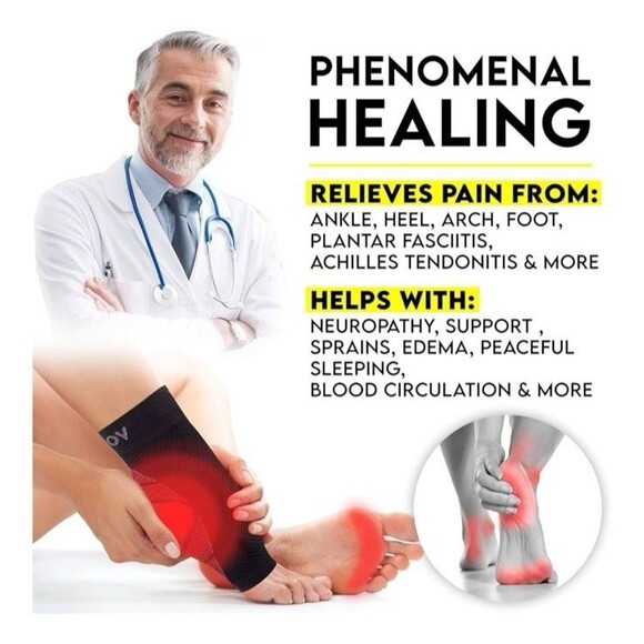 LANGOV Plantar Fasciitis Socks Adult Small + Massager Ball Graduated Compression - Picture 9 of 11